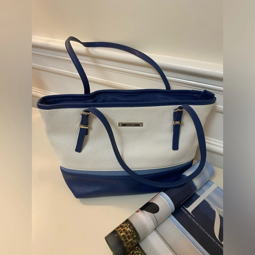 Nine west blue and white bag
